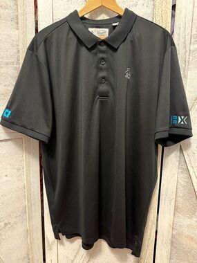 Original Penguin Black Polo with Teal Sleeve Accents